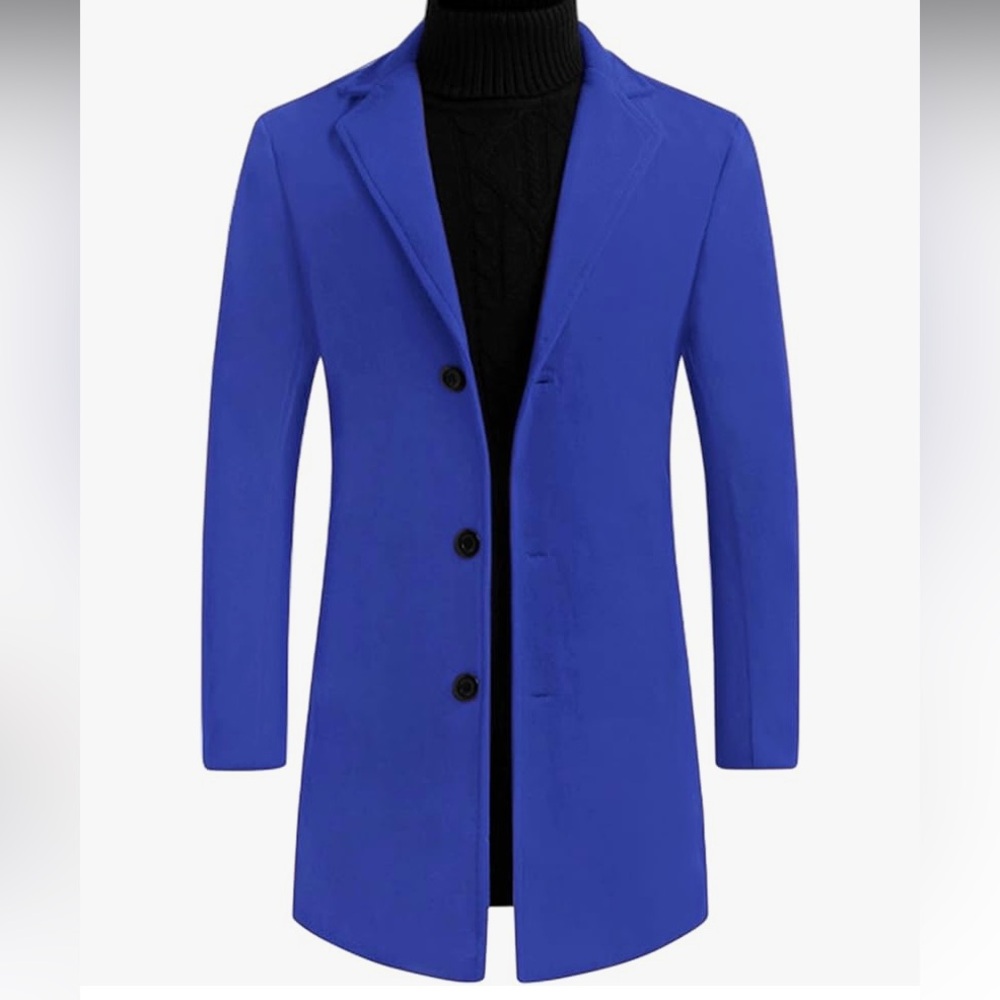 Lars Amadeus Men's Slim Fit Winter Coat Single Breasted Long Jacket
